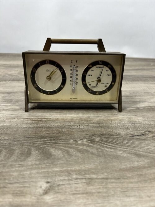 Vintage Ferger Anker Desk Top Clock W/ Weather Station