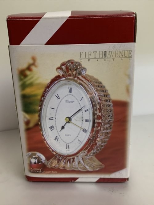 Vintage “Fifth Avenue Crystal” 5 1/2” Quartz Clock Century Oval-Brand New.
