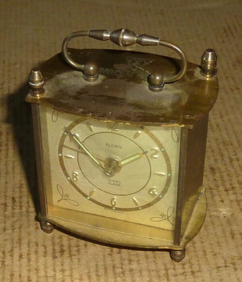 Vintage Florn Jewel Alarm Clock,w.Germany,KEMPER INSURANCE,Keeps Time,No Alarm