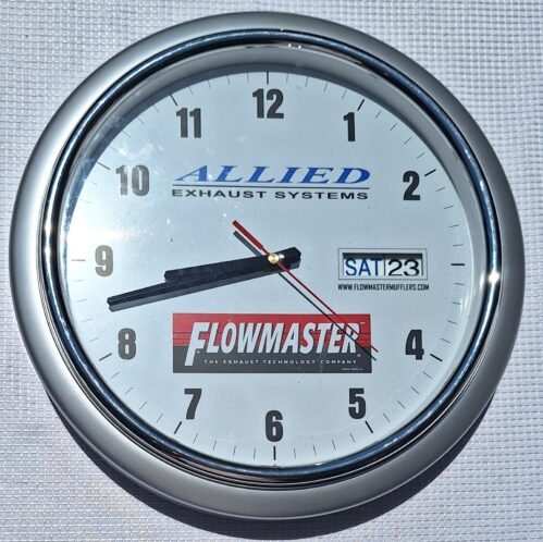 Vintage Flowmaster Allied Exhaust Systems Wall Mounted Calendar Clock White