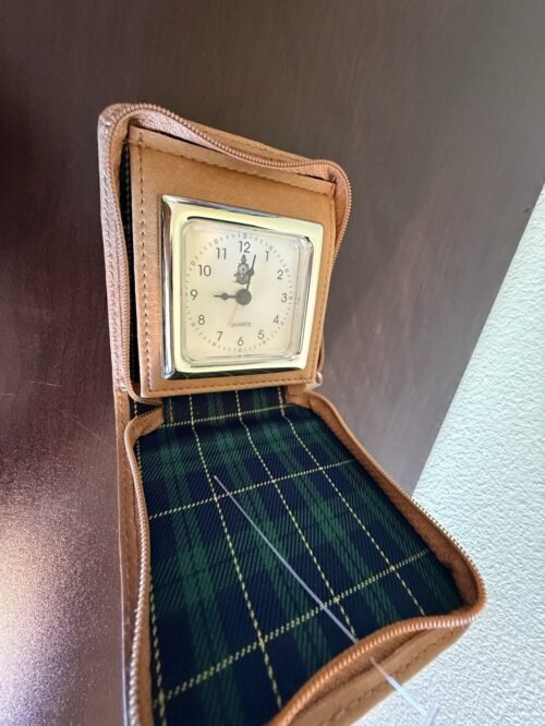 Vintage Folding Alarm Clock-brown Leather Case-Kinvey Quartz Movement