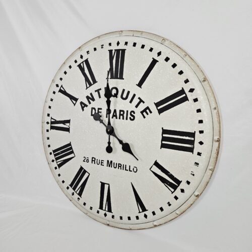 Vintage French Country Style Wall Clock Huge Round Metal 28" Works