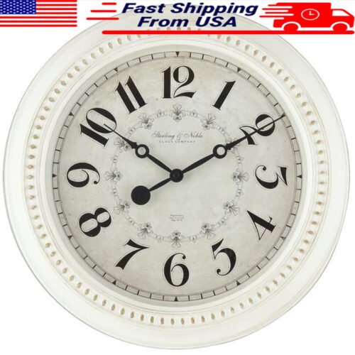 Vintage French Country Wall Clock 15.5" Antique Style Quartz Analog Decor New