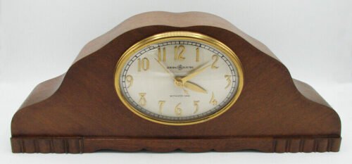 Vintage General Electric #414 Walnut Wood Mantle Clock with Westminster Chimes