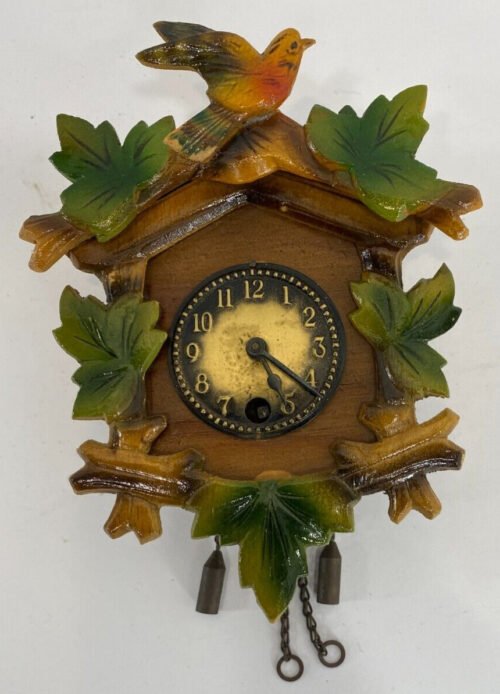 Vintage German Animated Miniature Bird Cuckoo Clock - No Key Untested