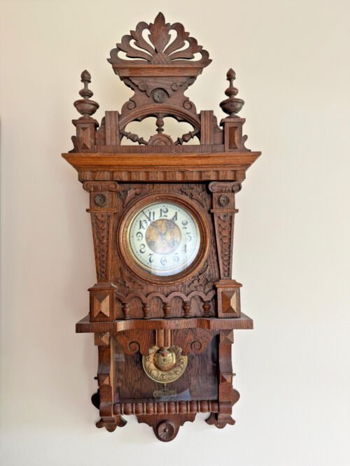 Vintage German Austrian Wood Wall Clock