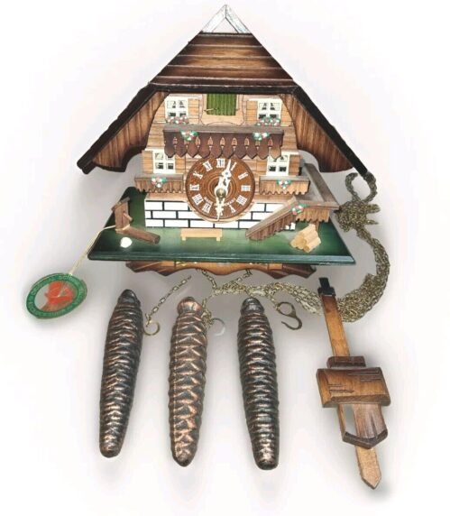 Vintage German Black Forest Cuckoo Clock Hubert Herr Hand-Carved W/Tag *WORKING*