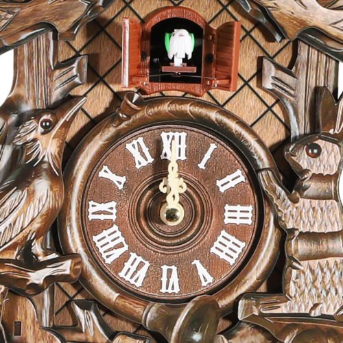 Vintage German Black Forest Wooden Wall Clock Hunter Clock