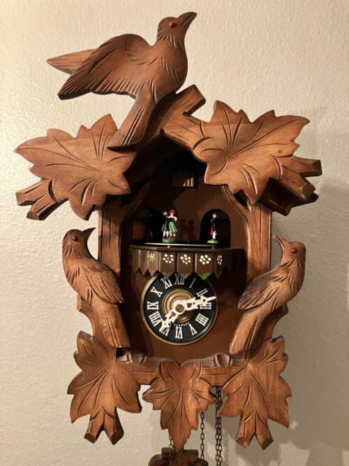 Vintage German Chalet Cuckoo Clock with music and dancers ( Missing Weights)