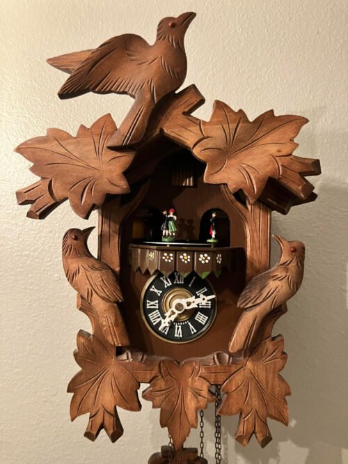Vintage German Chalet Cuckoo Clock with music and dancers ( Missing Weights)