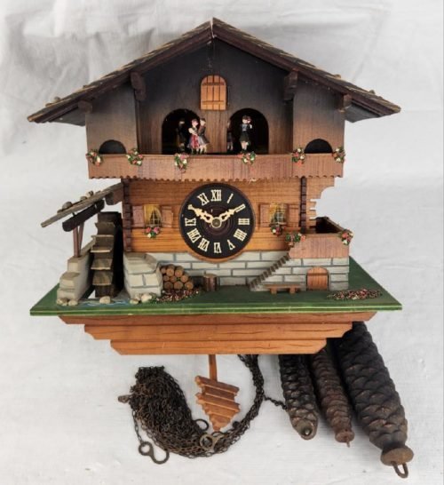 Vintage German Cuendet Chalet Style Cuckoo Clock Swiss Musical Movement Walzer