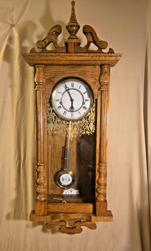 Vintage German Emperor Regulator Wall Clock 1985 Oak Case