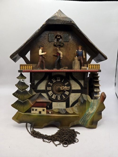 Vintage German E. Schmeckenbecher Black Forest Cuckoo Clock -Sawmill
