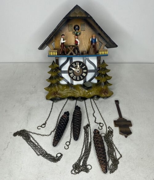 Vintage German E. Schmeckenbecher Black Forest Cuckoo Clock With musical Sawmill