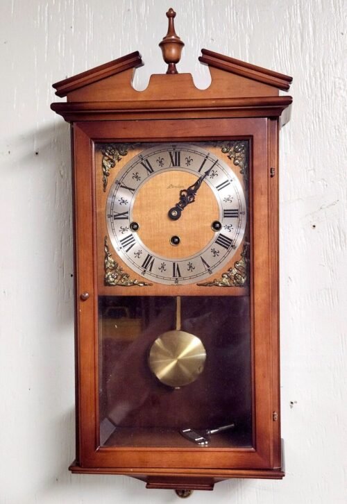Vintage German Linden 8 Day Westminster Chime Wall Clock Haid Works Well