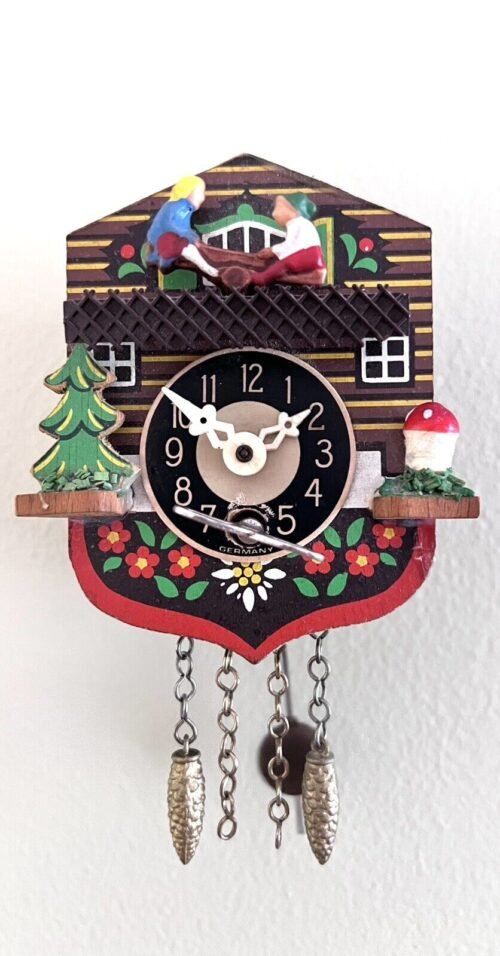 Vintage German Miniature Cuckoo Clock Working Condition with Key ~ Video