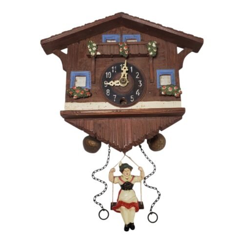 Vintage German Novelty Wall Clock By Wintermantel Black Forest Swing