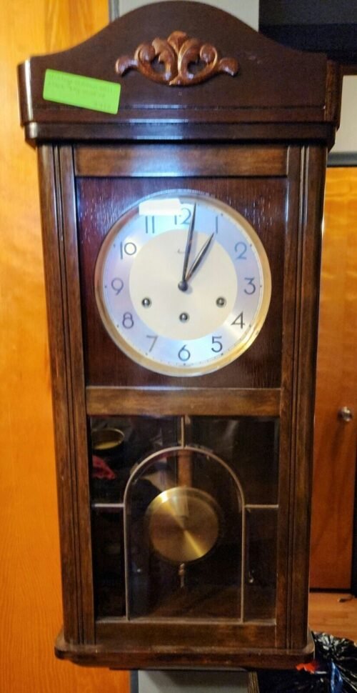 Vintage German Wall Oak Wood Clock