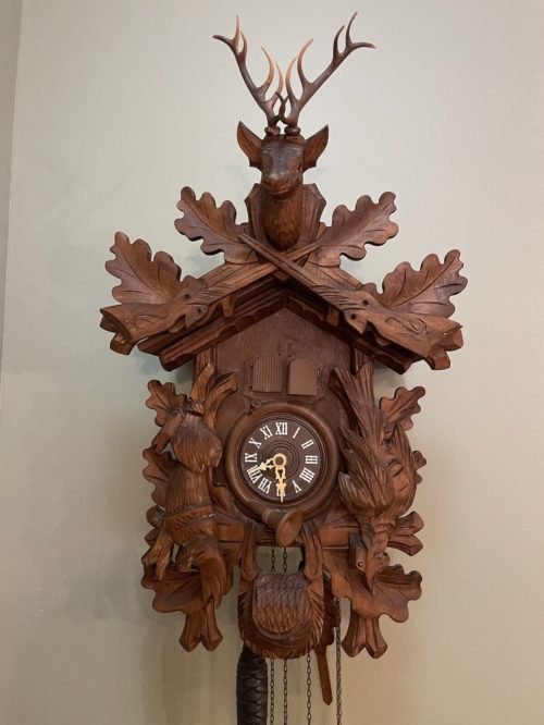 Vintage Germany Black Forest Hunter Style Cuckoo Clock, Working