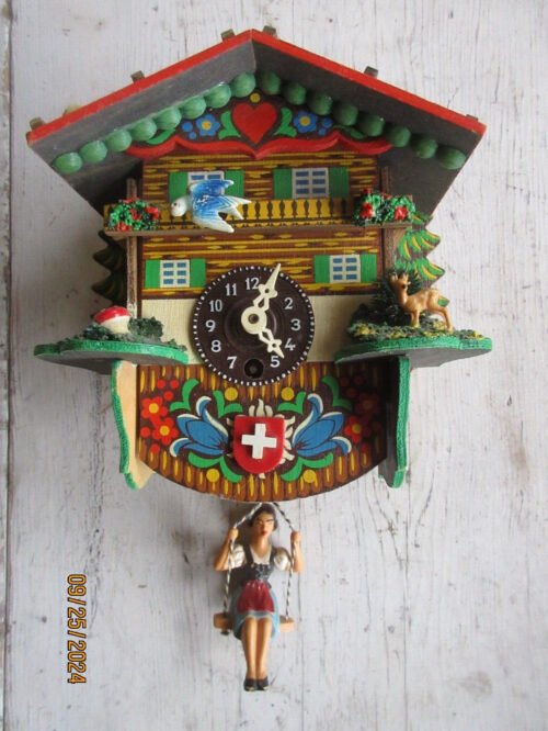 VINTAGE GERMANY NOVELTY CLOCK UNTESTED NO KEY - FOR PARTS OR REPAIR GERMAN