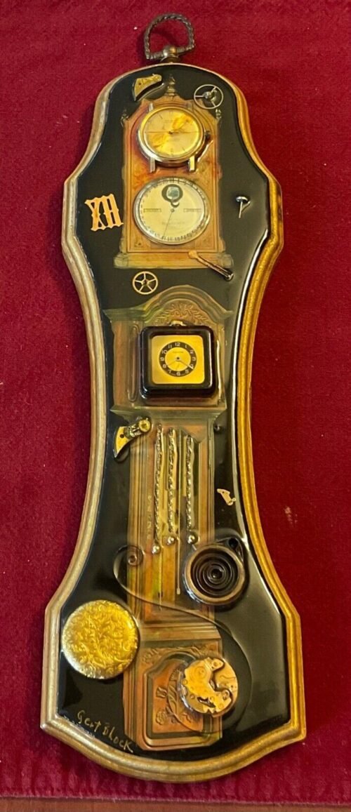 Vintage Gert Block clock watch collage wall hanging