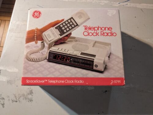 Vintage GE SpaceSaver Telephone Clock Radio AM FM Alarm Clock Snooze 2-9711 NEW
