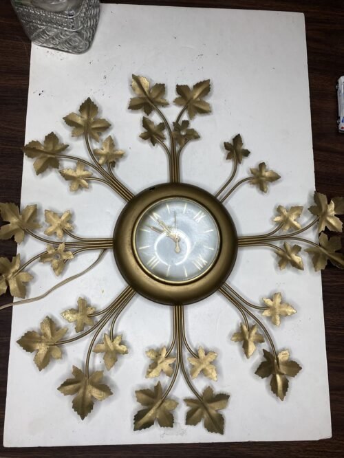Vintage Gold Maple Leaf Wall Clock