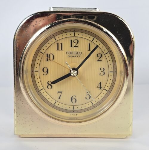 Vintage Gold Tone Finish SEIKO Quartz Alarm CLOCK QEJ302G NO BATTERY COVER