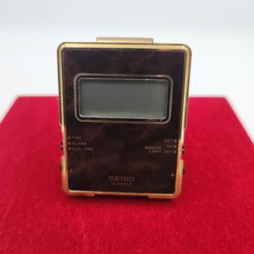Vintage Gold Tone Seiko Quartz Portable Packet Digital Travel Alarm Clock