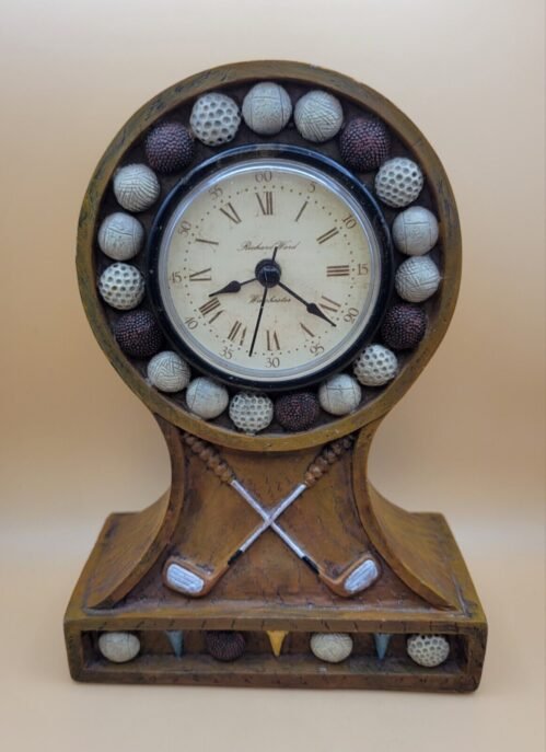 Vintage Golf Themed Richard Ward Winchester Mantel Desk Clock 6½” Tall *WORKING*