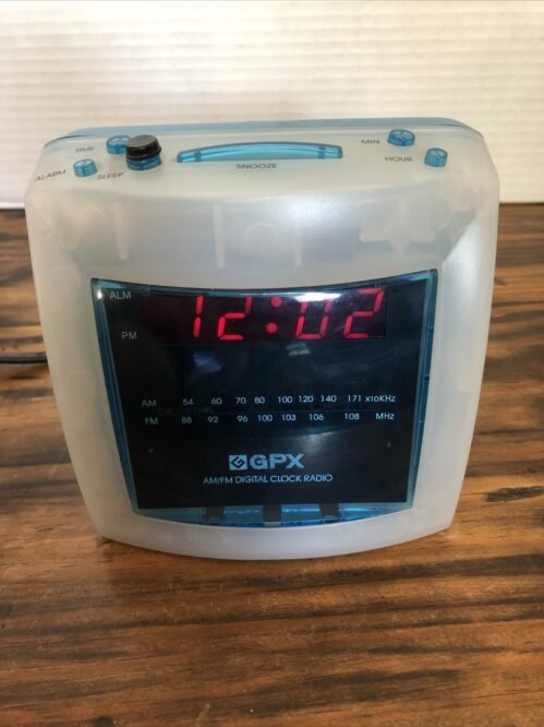 Vintage GPX AM/FM Digital Clock Radio Clear Frosted Blue Y2K 90s D530cT