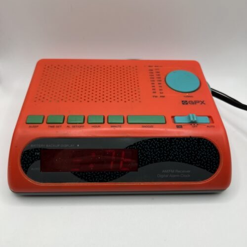 Vintage GPX Gran Prix D509DCAL Alarm Clock [Orange w/ Green & Turqouise Buttons]