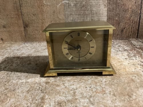 Vintage Hampton Heavy Solid Brass Quartz Desk Mantel Clock Germany RARE!!!!