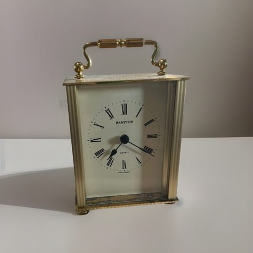 Vintage Hampton Heavy Solid Brass Quartz Desk Mantel Clock Germany VERY RARE!!!