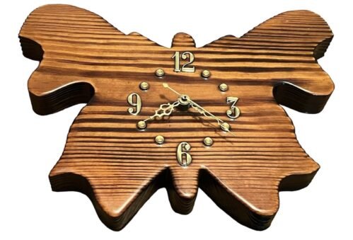 Vintage Hand Carved Wooden BUTTERFLY Wall Quartz CLOCK-WORKS!