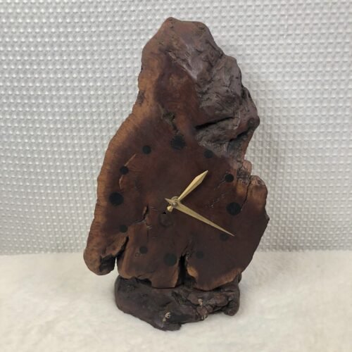 Vintage Handcrafted Natural Burl Wood Desk Clock