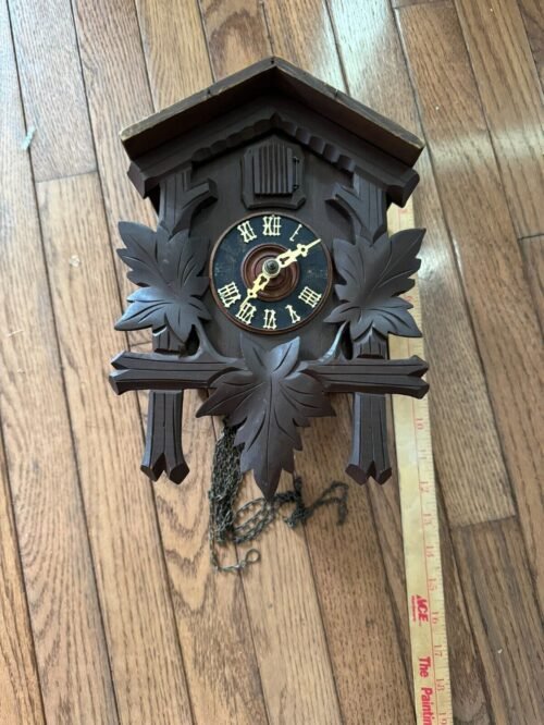 Vintage Hand craft German Cuckoo Clock Wall Hanging as parts 10.5"H
