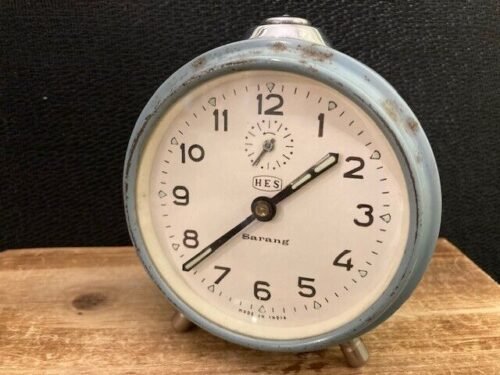 Vintage HES Sarang Classic Table Clock Collectible Alarm Clock Working