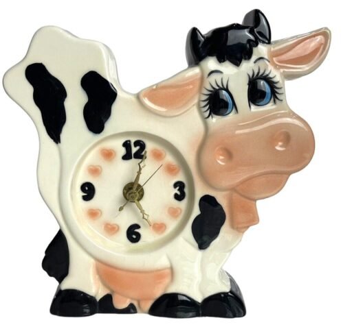 Vintage Holstein Happy Cow Wall Table Kitchen Clock Collectors 1970’s Working