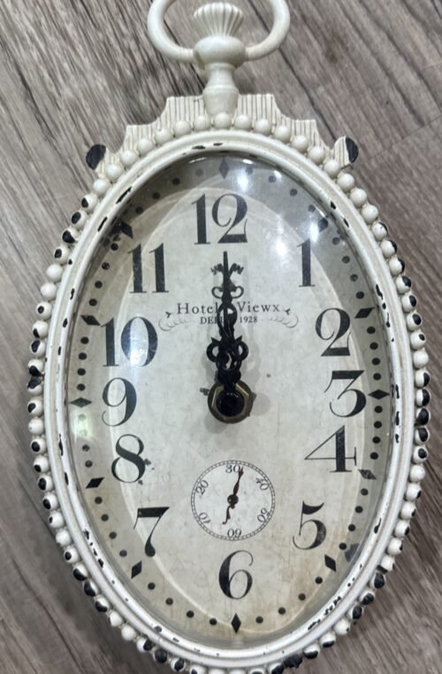 Vintage Hotel Viewx DEPUIS 1928 wall clock Distressed White