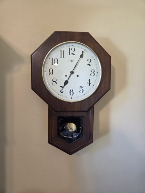 Vintage Howard Miller 612475 Wall Clock Chimes Serviced and Working with Key