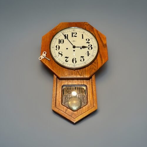 Vintage Howard Miller Regulator Wall Clock Westminster Chime Wind Up with KEY!