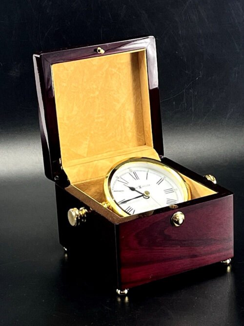 Vintage Howard Miller Ship Captains Table Clock 645-443 Rosewood Box 5" x 5"