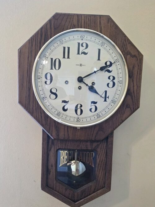 Vintage HOWARD MILLER Wall Clock Regulator with chimes pendulum Serviced W/Key
