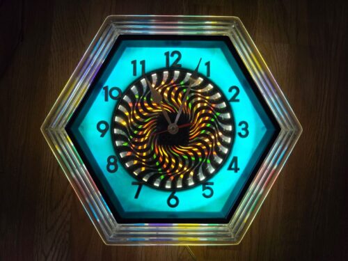 Vintage Hyman Kaleidoscope Hexagon Clock [100% WORKING] 1960s Mid Century Modern