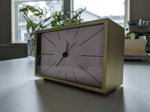 Vintage Ikea Bedside Alarm Clock (MYGGJAGARE), Gold White, 6x 4x 2 ยพ ", Analogue