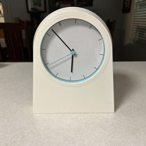 Vintage Ikea Poffare Wall Clock White Metal Teal Desk Clock Modern Art Design