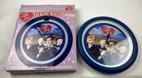 Vintage “I Love Lucy” Wall Clock Talks On the Hour Works Great Uses 3 AA Battery