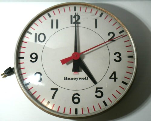 Vintage Industrial Clock Large Business Convex Honeywell 19"