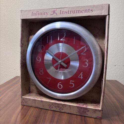 Vintage Infinity Instruments Retro Red & Chrome Wall Clock - New In Box